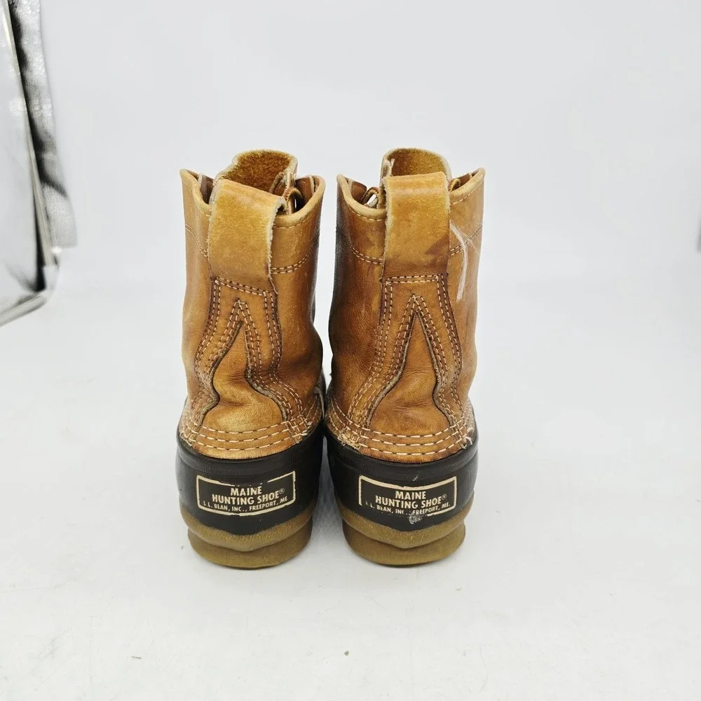 VTG LL Bean Boots Womens 7 Maine Hunting Shoe Unlined‎ Made In USA Leather Brown